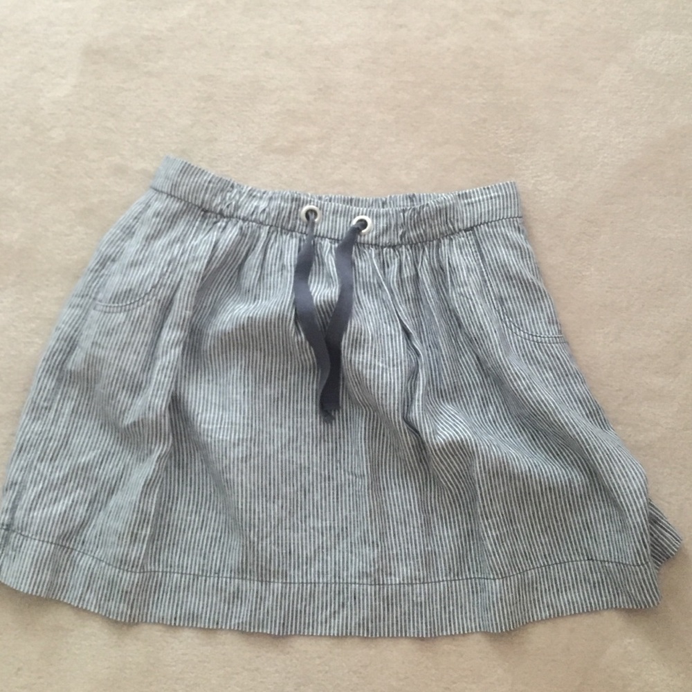J. Crew blue and white striped tie skirt
